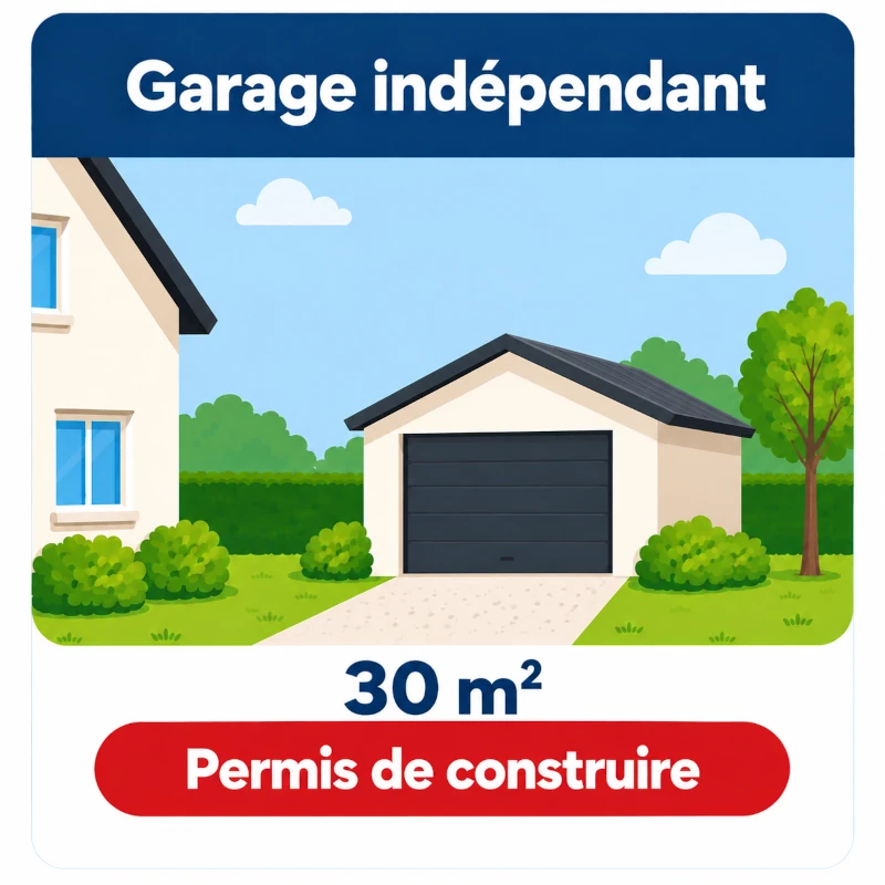 Schéma d’un garage indépendant de 30 m² relevant d’un permis de construire