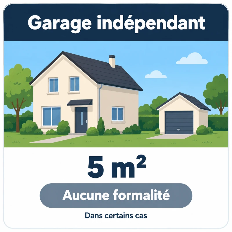 Schéma d’un très petit garage indépendant d’environ 5 m² ne nécessitant en principe aucune formalité