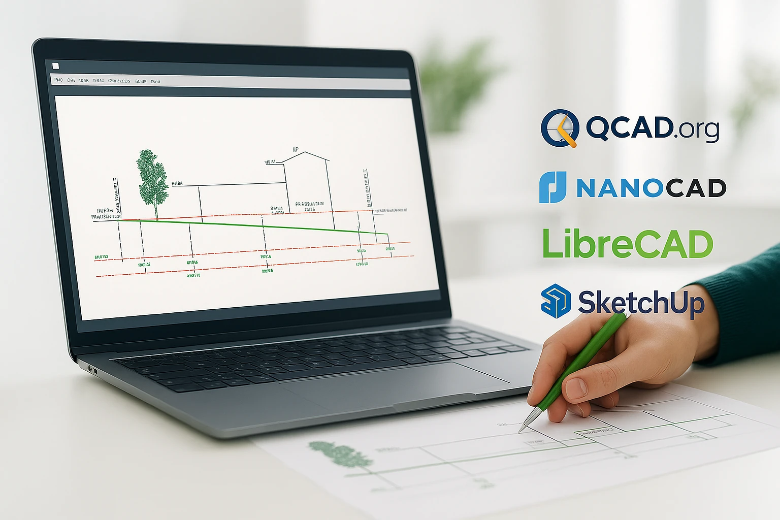 Comparatif des logiciels gratuits pour permis de construire : QCAD, LibreCAD, NanoCAD, SketchUp Free, SweetHome 3D, Kozikaza