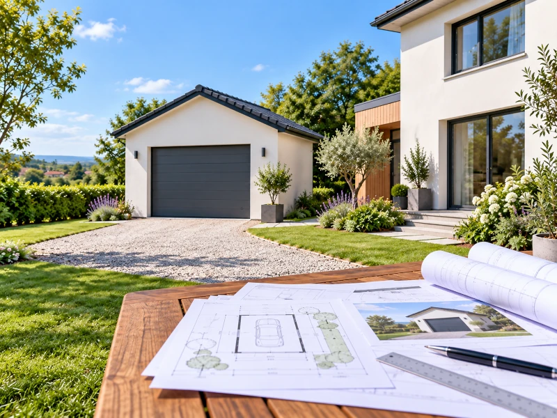 Plans de permis de construire devant un garage indépendant