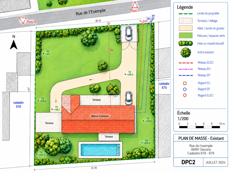 Plan de masse existant – DPC2 Plan de masse de l’état existant avant construction de l’abri de jardin